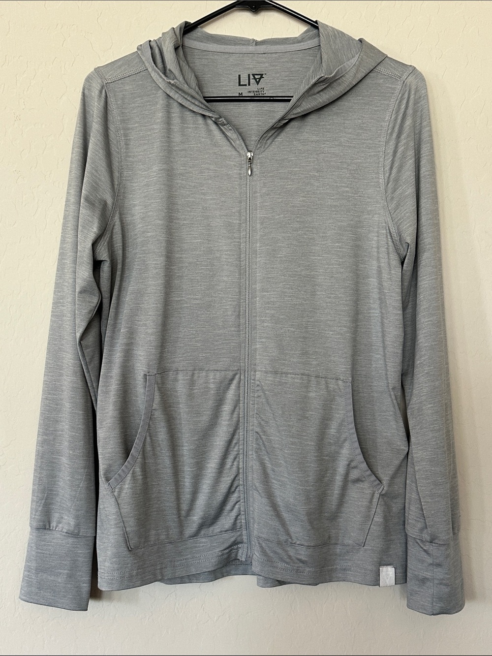 Lightweight Gray Zip-Up Hoodie size M